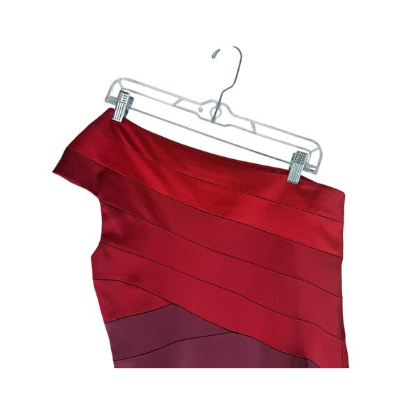 Jax Red Ombre Asymmetrical One Shoulder To Knee Zipper Cocktail Dress Size 6 - Picture 2 of 7